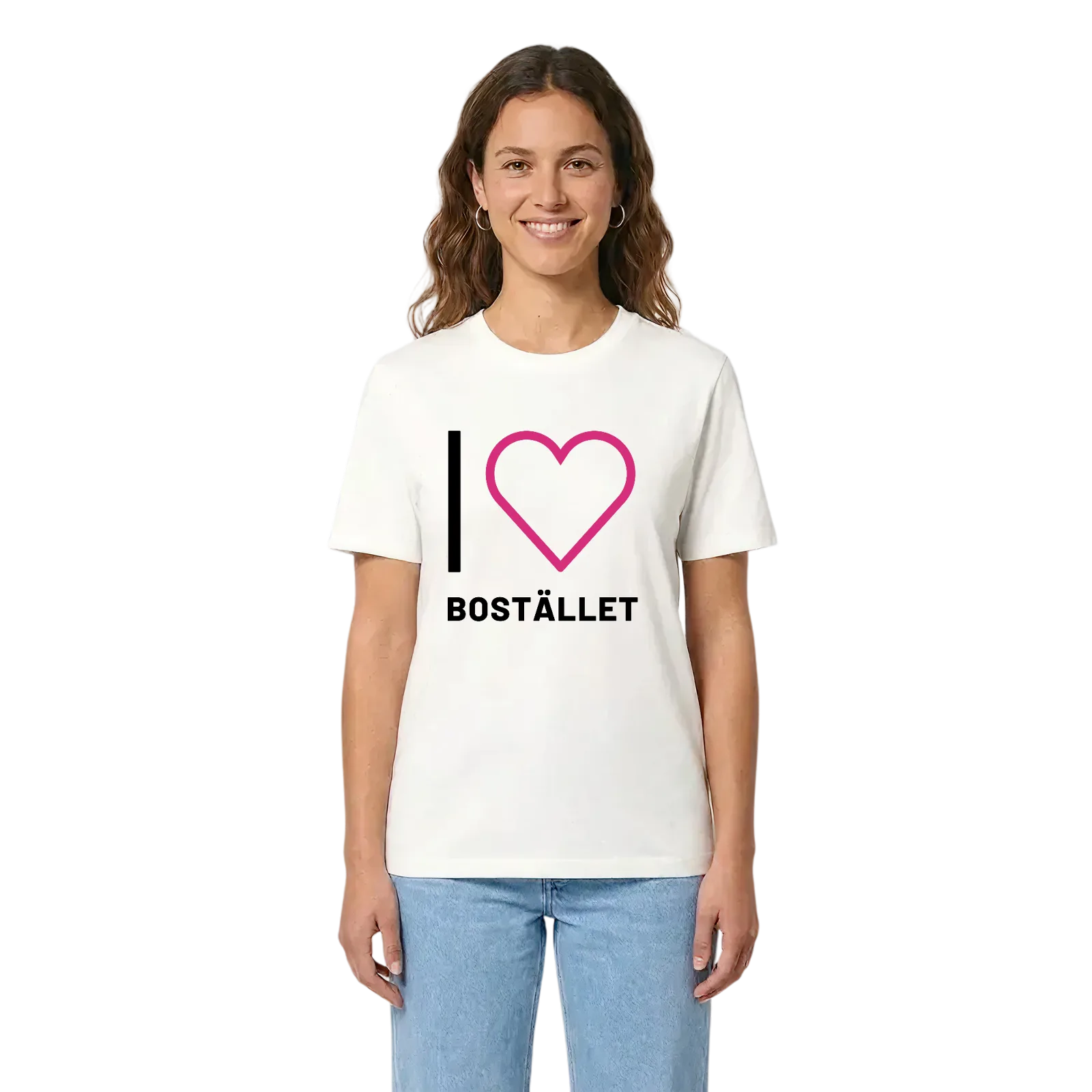 Jag älskar Bostället t-shirt stort tryck – White, i miljö