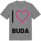 Mid Heather Gray t-shirt med Jag älskar Buda t-shirt stort tryck