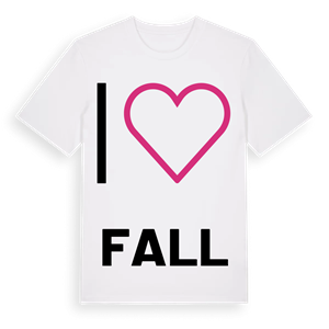 Jag älskar Fall t-shirt stort tryck – ekologisk bomull t-shirt från PinShirt