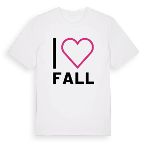 Jag älskar Fall t-shirt stort tryck – ekologisk bomull t-shirt från PinShirt