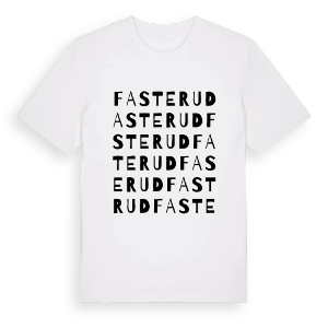 Fasterud ordlek t-shirt – ekologisk bomull t-shirt från PinShirt