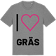 Mid Heather Gray t-shirt med Jag älskar Gräs t-shirt stort tryck