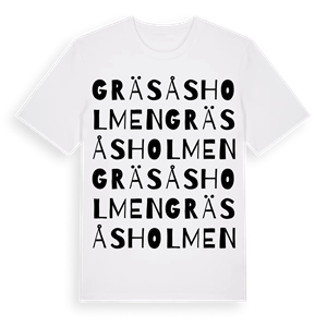 Gräsåsholmen ordlek t-shirt – ekologisk bomull t-shirt från PinShirt