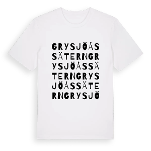 Grysjöåssätern ordlek t-shirt – ekologisk bomull t-shirt från PinShirt