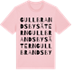 Pink Cotton t-shirt med Gullbrandsbysätern ordlek t-shirt