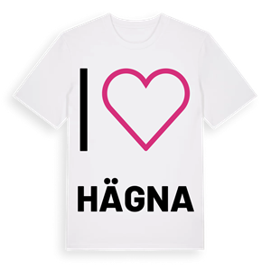 Jag älskar Hägna t-shirt stort tryck – ekologisk bomull t-shirt från PinShirt
