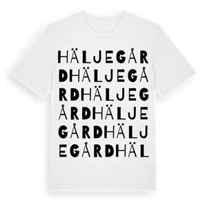 Häljegård ordlek t-shirt – ekologisk bomull t-shirt från Pinshirt