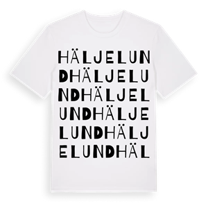 Häljelund ordlek t-shirt – ekologisk bomull t-shirt från PinShirt