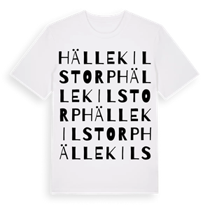 Hällekilstorp ordlek t-shirt – ekologisk bomull t-shirt från Pinshirt