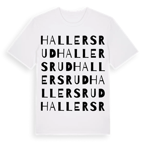 Hallersrud ordlek t-shirt – ekologisk bomull t-shirt från PinShirt