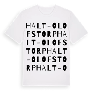 Halt-Olofstorp ordlek t-shirt – ekologisk bomull t-shirt från PinShirt