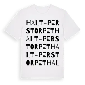 Halt-Perstorpet ordlek t-shirt – ekologisk bomull t-shirt från Pinshirt