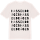 Vintage White t-shirt med Hasseldrågen ordlek t-shirt
