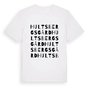 Hultsbergs gård ordlek t-shirt – ekologisk bomull t-shirt från PinShirt