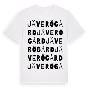Jäverö Gård ordlek t-shirt – ekologisk bomull t-shirt från Pinshirt