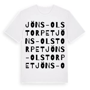 Jöns-Olstorpet ordlek t-shirt – ekologisk bomull t-shirt från PinShirt