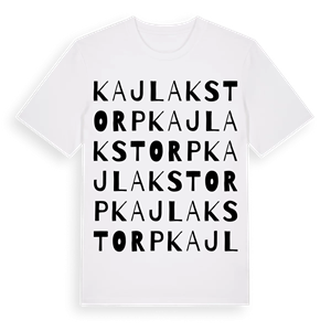 Kajlakstorp ordlek t-shirt – ekologisk bomull t-shirt från PinShirt