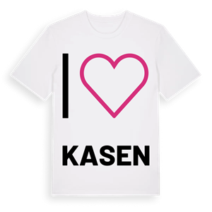 Jag älskar Kasen t-shirt stort tryck – ekologisk bomull t-shirt från PinShirt