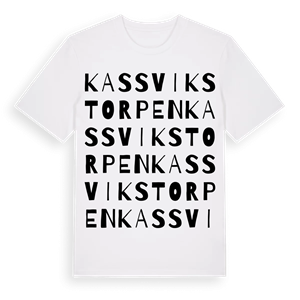 Kassvikstorpen ordlek t-shirt – ekologisk bomull t-shirt från PinShirt
