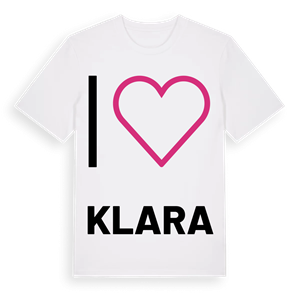 Jag älskar Klara t-shirt stort tryck – ekologisk bomull t-shirt från PinShirt
