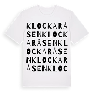 Klockaråsen ordlek t-shirt – ekologisk bomull t-shirt från Pinshirt