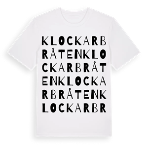 Klockarbråten ordlek t-shirt – ekologisk bomull t-shirt från PinShirt