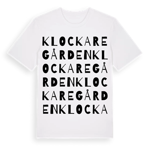 Klockaregården ordlek t-shirt – ekologisk bomull t-shirt från PinShirt
