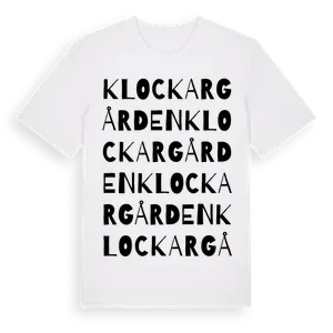 Klockargården ordlek t-shirt – ekologisk bomull t-shirt från Pinshirt