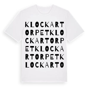 Klockartorpet ordlek t-shirt – ekologisk bomull t-shirt från Pinshirt