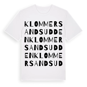Klommersandsudden ordlek t-shirt – ekologisk bomull t-shirt från Pinshirt