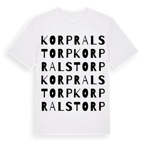 Korpralstorp ordlek t-shirt – ekologisk bomull t-shirt från PinShirt
