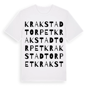 Krakstadtorpet ordlek t-shirt – ekologisk bomull t-shirt från PinShirt