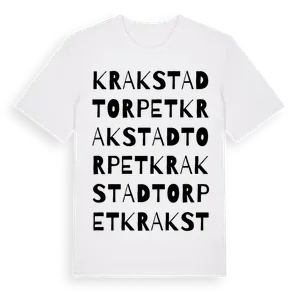Krakstadtorpet ordlek t-shirt – ekologisk bomull t-shirt från Pinshirt