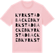 Pink Cotton t-shirt med Kyrkstadbacken ordlek t-shirt
