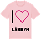 Pink Cotton t-shirt med Jag älskar Låbbyn t-shirt stort tryck