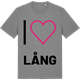 Mid Heather Gray t-shirt med Jag älskar Lång t-shirt stort tryck