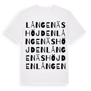 Långenäshöjden ordlek t-shirt – ekologisk bomull t-shirt från PinShirt
