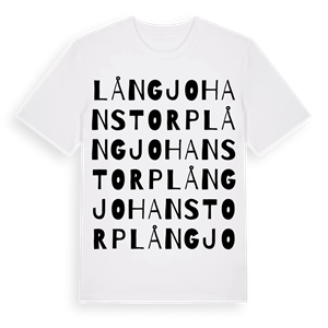 Långjohanstorp ordlek t-shirt – ekologisk bomull t-shirt från Pinshirt