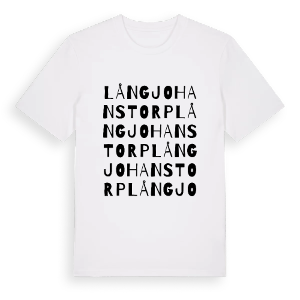 Långjohanstorp ordlek t-shirt – ekologisk bomull t-shirt från PinShirt