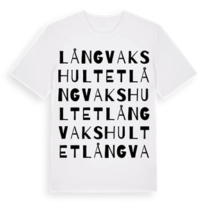Långvakshultet ordlek t-shirt – ekologisk bomull t-shirt från Pinshirt