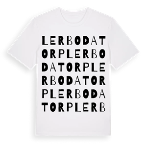 Lerbodatorp ordlek t-shirt – ekologisk bomull t-shirt från PinShirt