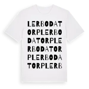 Lerbodatorp ordlek t-shirt – ekologisk bomull t-shirt från Pinshirt