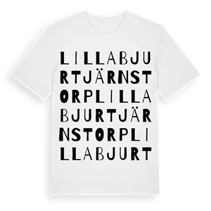 Lilla Bjurtjärnstorp ordlek t-shirt – ekologisk bomull t-shirt från PinShirt