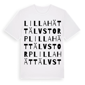 Lilla Hättälvstorp ordlek t-shirt – ekologisk bomull t-shirt från Pinshirt