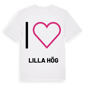 Jag älskar Lilla Hög t-shirt stort tryck – ekologisk bomull t-shirt från PinShirt