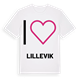 White t-shirt med Jag älskar Lillevik t-shirt stort tryck