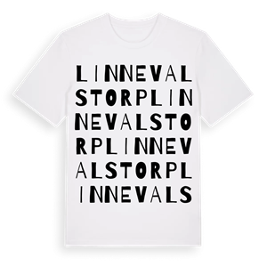 Linnevalstorp ordlek t-shirt – ekologisk bomull t-shirt från Pinshirt