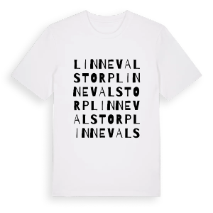 Linnevalstorp ordlek t-shirt – ekologisk bomull t-shirt från PinShirt