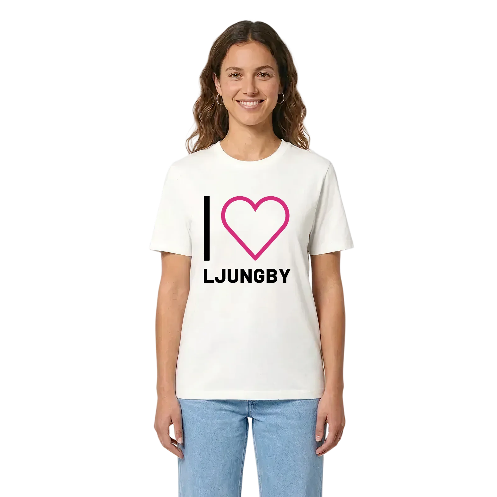 Jag älskar Ljungby t-shirt stort tryck – White, i miljö