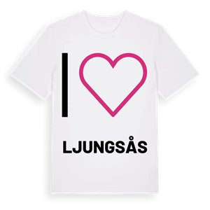 Jag älskar Ljungsås t-shirt stort tryck – ekologisk bomull t-shirt från PinShirt